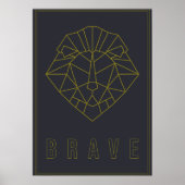 Brave bevestiging poster van een gele origami lion (Voorkant)