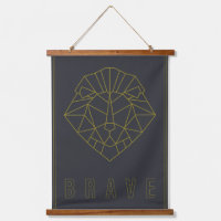 Brave bevestiging poster van een gele origami lion