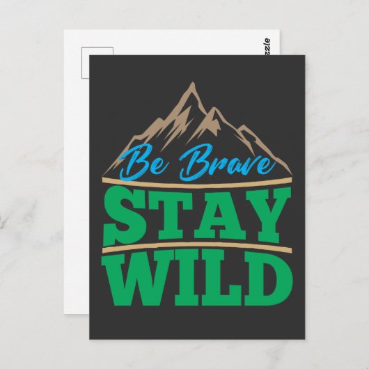 Brave blijf Wilde Wilde Wilde Wilde Wilde Buiten H Briefkaart (Voorkant / Achterkant)