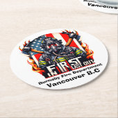 Brave brandweerman klaar ronde kartonnen onderzetter (Gebogen)