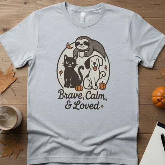 Brave, Calm & Loved — Cute Animal Trio Halloween T-shirt