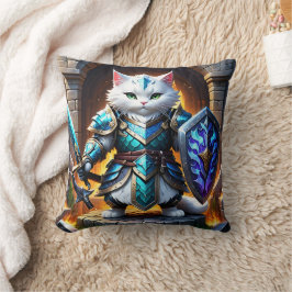 Brave Cat Warrior beroemd gemaakt door Fantasy Arm Kussen