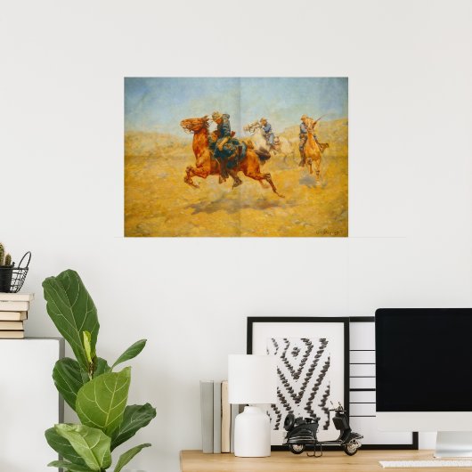 Brave Cavalryman Saving een kerel Solider Poster (Thuiskantoor)