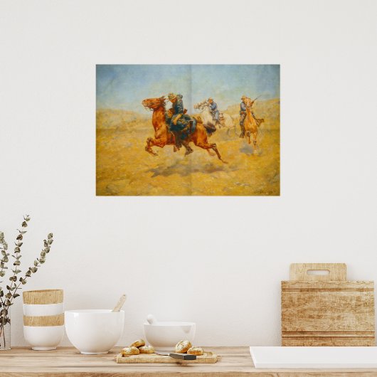 Brave Cavalryman Saving een kerel Solider Poster (Keuken)