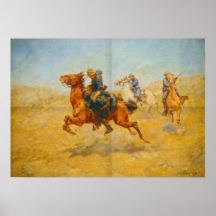 Brave Cavalryman Saving een kerel Solider Poster