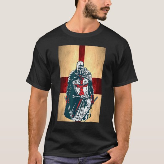 Brave Christelijke Crusader Warrior England Flag K T-shirt (Voorkant)