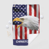 Brave Eagle, de Amerikaanse vlag, patriottisch Golfhanddoek (Insitu)