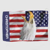 Brave Eagle, de Amerikaanse vlag, patriottisch Golfhanddoek (Horizontaal)