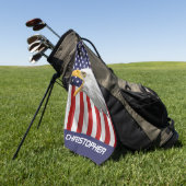 Brave Eagle, de Amerikaanse vlag, patriottisch Golfhanddoek (Groen)