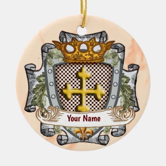 Brave Familien Crest Achternaam Keramisch Ornament (Voorkant)