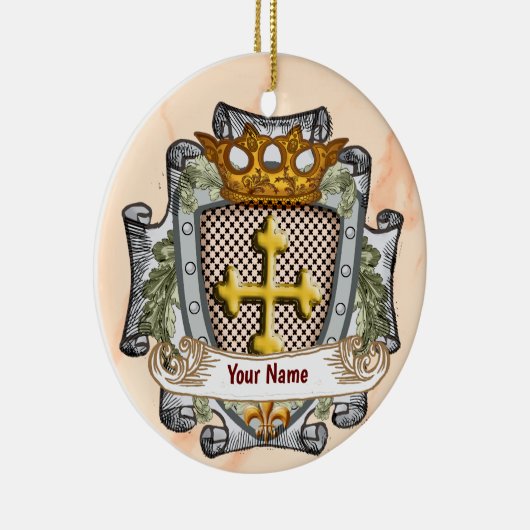 Brave Family Crest achternaam Keramisch Ornament (Rechts)