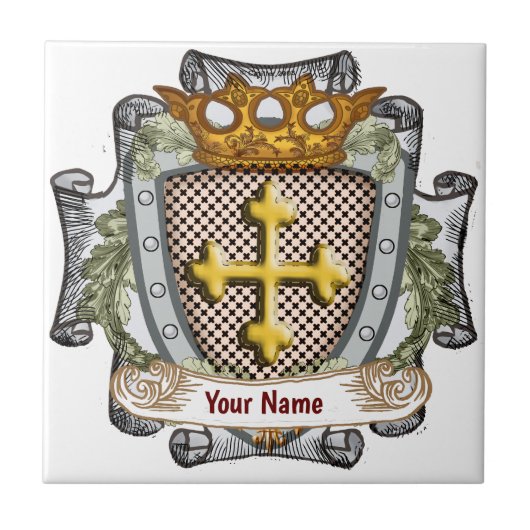 Brave Family Crest achternaam Tegeltje (Voorkant)