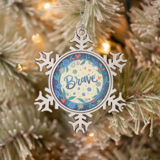 Brave Floral  Inspirerend Inspirivity Tin Sneeuwvlok Ornament (Boom)