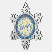 Brave Floral  Inspirerend Inspirivity Tin Sneeuwvlok Ornament (Rechts)