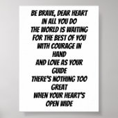 Brave Heart inspirerend gedicht Poster (Voorkant)