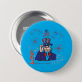 Brave hearts viering azuur ronde button 7,6 cm (Voorkant /achterkant)