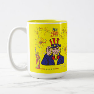 Brave hearts viering geel tweekleurige koffiemok