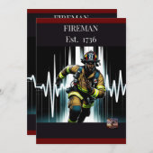 "Brave Hero's Celebration: Zwarte Brandweerman Geb Feestdagenkaart (Voorkant / Achterkant)