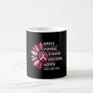 Brave Humble Breast Cancer Awareness Sunflower Koffiemok