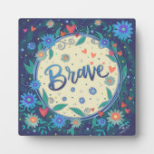 Brave Inspirerend Hart Bloemen  Blauw Fotoplaat (Voorkant)