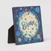 Brave Inspirerend Hart Bloemen  Blauw Fotoplaat (Voorkant)