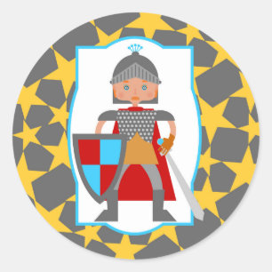 Brave Knight Boy Birthday Party Ronde Sticker