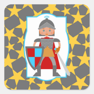 Brave Knight Boy Birthday Party Vierkante Sticker