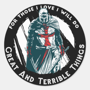 Brave Knight Quote Design Ronde Sticker