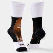 Brave Leeuw met King Tekst Gedrukt Stijlvolle look Sokken (Gebogen)