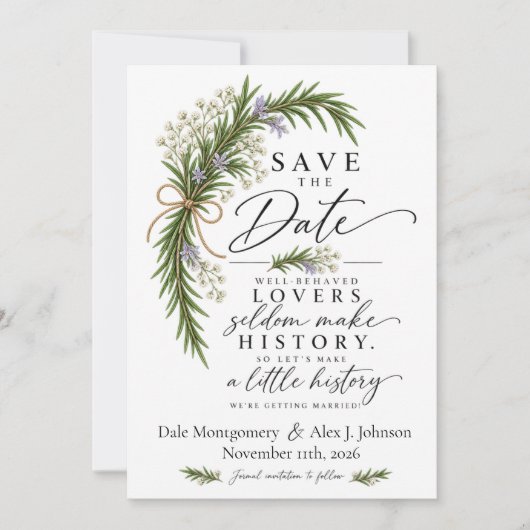 Brave Liefhebbers Moderne Botanische Save The Date (Voorkant)