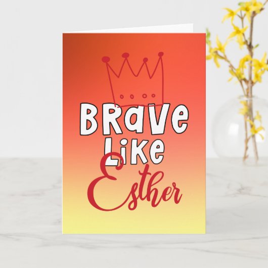 Brave like Esther - Inspirerende joodse Purim Art Kaart (Gele Bloem)