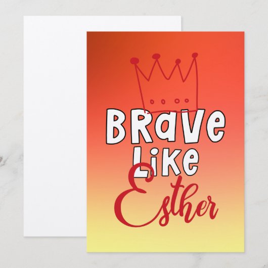 Brave like Esther - Inspirerende joodse Purim Art Kaart (Voorkant / Achterkant)