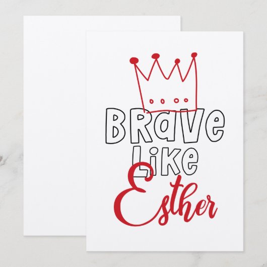 Brave like Esther - Inspirerende joodse Purim Art Kaart (Voorkant / Achterkant)