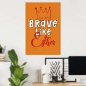 Brave like Esther - Inspirerende joodse Purim Art Poster (Thuiskantoor)