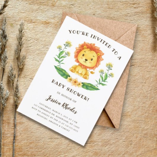 Brave Lion Baby shower Invitation Kaart