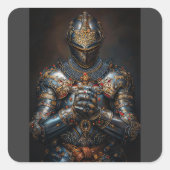 Brave Medieval Knight Vierkante Sticker (Voorkant)