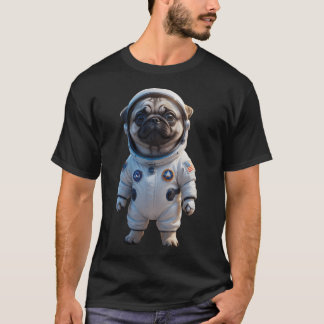 Brave Pug Dog Astronaut T-shirt