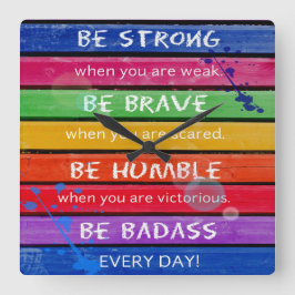 BRAVE. Rainbow - CLOCK Vierkante Klok