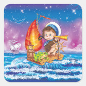 Brave sailor vierkante sticker (Voorkant)