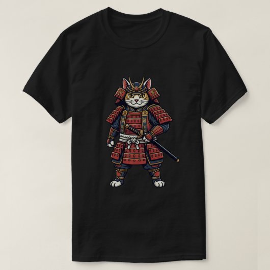 Brave Samurai Cat Warrior T-shirt (Design voorkant)