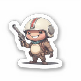 Brave schattige kleine soldaat sticker
