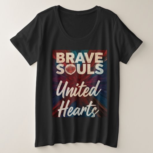 brave soul, verenigd hart grote maat t-shirt (Design voorkant)