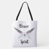 Brave Spirit met veren, pijlen en bloemen Tote Bag (Achterkant)