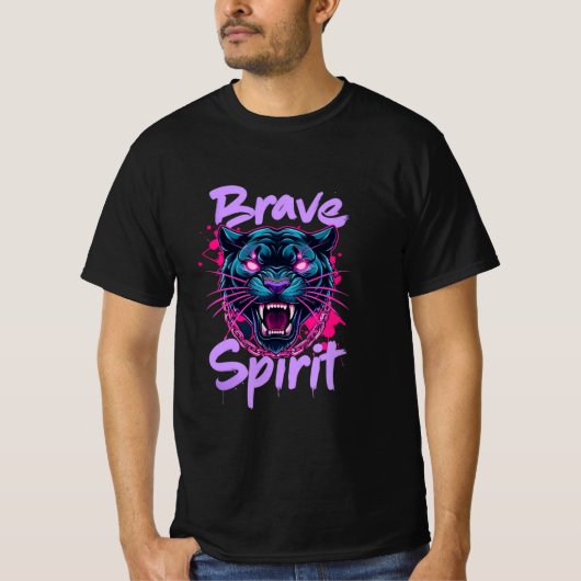 Brave Spirit Neon Panther Graffiti T-shirt (Voorkant)