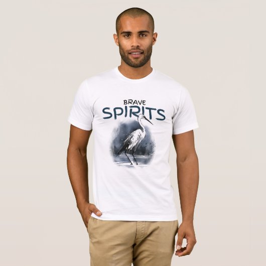 Brave Spirits Heron Artistic Natuur T-shirt (Voorkant volledig)