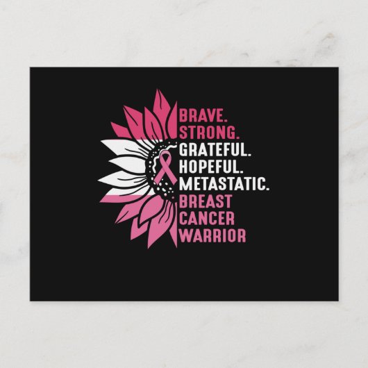 Brave Sterke Grateful Breast Cancer Awareness Briefkaart (Voorkant)