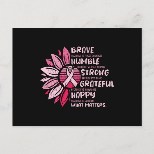 Brave Sterke Grateful Breast Cancer Awareness Briefkaart (Voorkant)