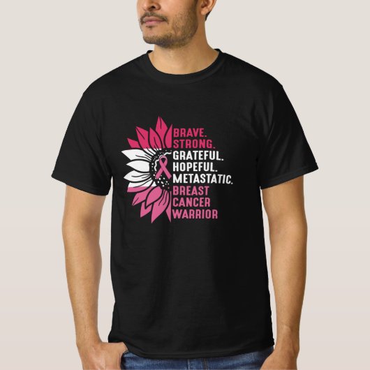 Brave Sterke Grateful Breast Cancer Awareness T-shirt (Voorkant)