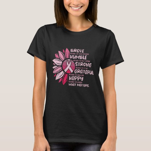 Brave Sterke Grateful Breast Cancer Awareness T-shirt (Voorkant)