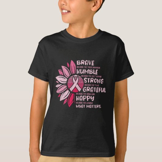 Brave Sterke Grateful Breast Cancer Awareness T-shirt (Voorkant)